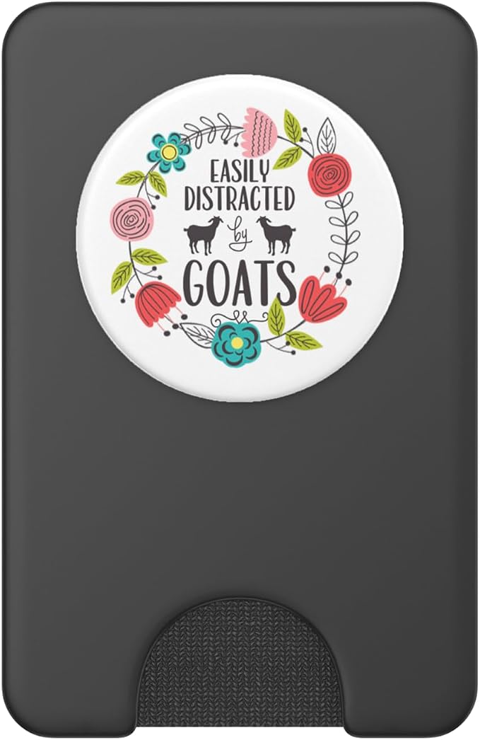 Cute Easily Distracted By Goats Spring Floral Wreath White PopSockets Adhesive PopGrip