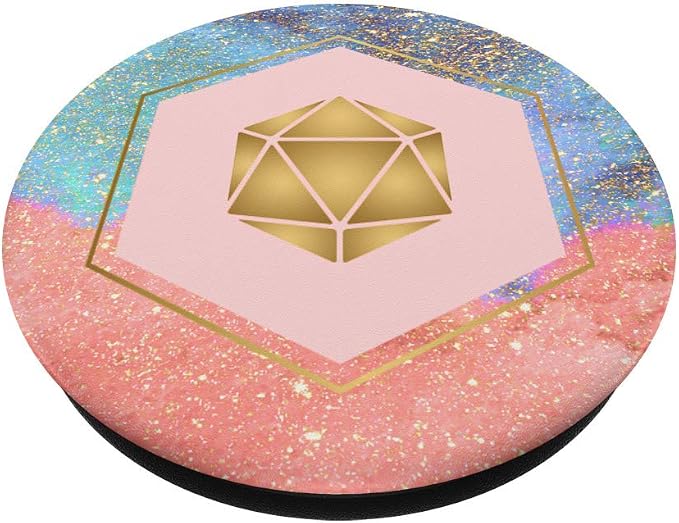 D20 Dice Tabletop Gamer Galaxy Dark Skies Gold Stars Design PopSockets PopGrip: Swappable Grip for Phones &amp Tablets