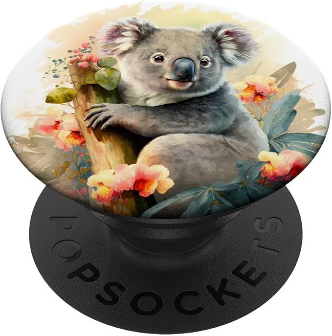 Cute Koala Tropical Watercolor Splash Floral Koala PopSockets Swappable PopGrip