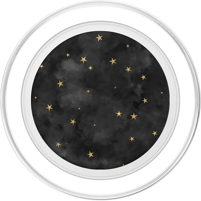 Starry Night Galaxy Tiny Golden Stars on Smoky Charcoal Gray PopSockets Adhesive PopGrip