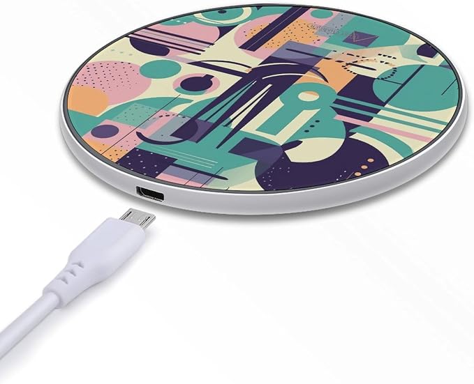 Pastel Colorful Pattern Wireless Charger Fast Charging Pad | Anti-Slip Qi Certified Wireless Charging Pad for All Phones with Wireless Charging Function for Home Office Travel