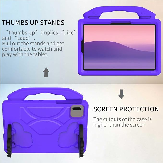 For Samsung Galaxy S11/S10/S9/S9FE/S8/S7 11 EVA Material Light Weight Shockproof Rugged Heavy Duty Thumb Kickstand Tablet Case For Lenovo M11/TAB Idea/Xiaoxin Pad Xiaomi PDA HONOR PAD X8a/X8b (black)