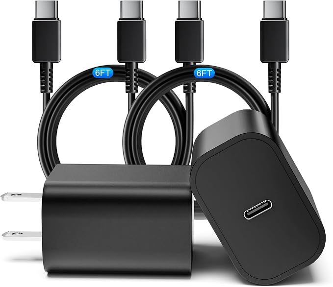 45W Samsung USB C Super Fast Charger 2 Pack PD 3.0 Charging with 6FT Cable for Samsung Galaxy S24 Ultra/S24 Plus/S24+/S23 Ultra/S23+/S22 Ultra/S22 Plus/S21/Note 20/Note10+