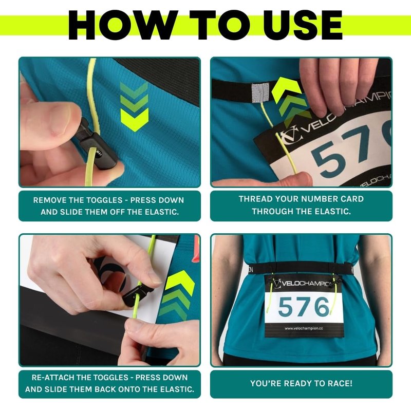 VeloChampion Lightweight Running Belt Waist Pack for Men Women - Elasticated Stretch Fit Race Number Holder - No Pins - 3 Sizes - Run. Triathlon. Cycle. Marathon. Jogging (1, X-Small)