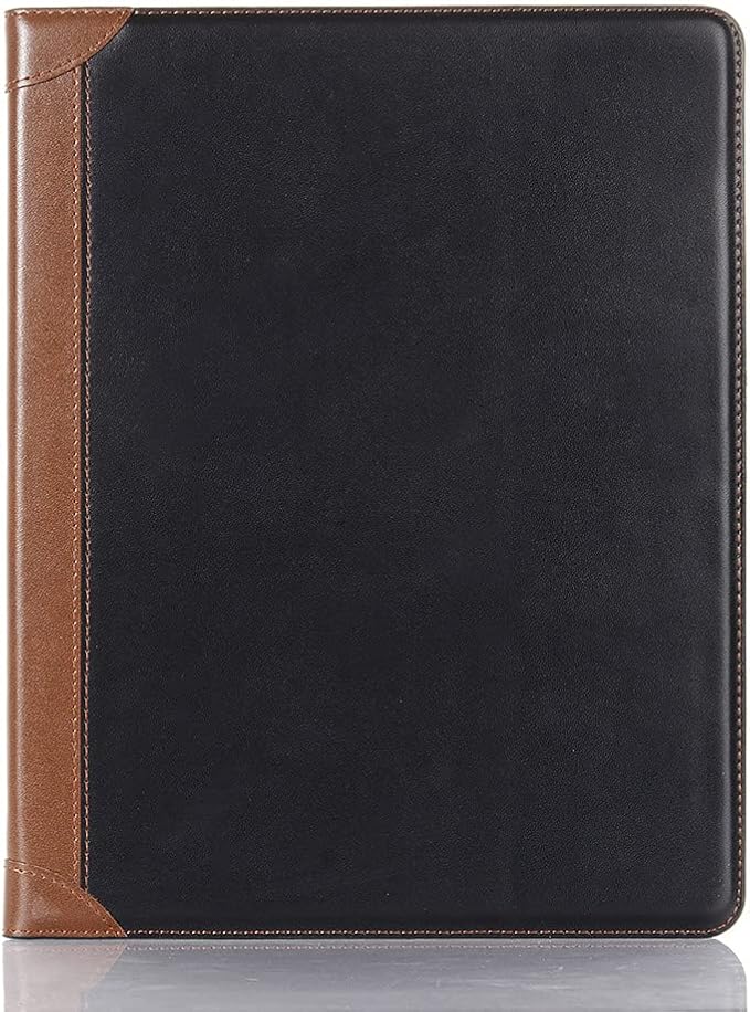 iPad Pro 13'' (M5 2025) (M4 2024) Case DMaos Vintage Book Synthetic Leather Stand Folio Smart Cover Auto Sleep/Wake Business Document Card Holder - Black