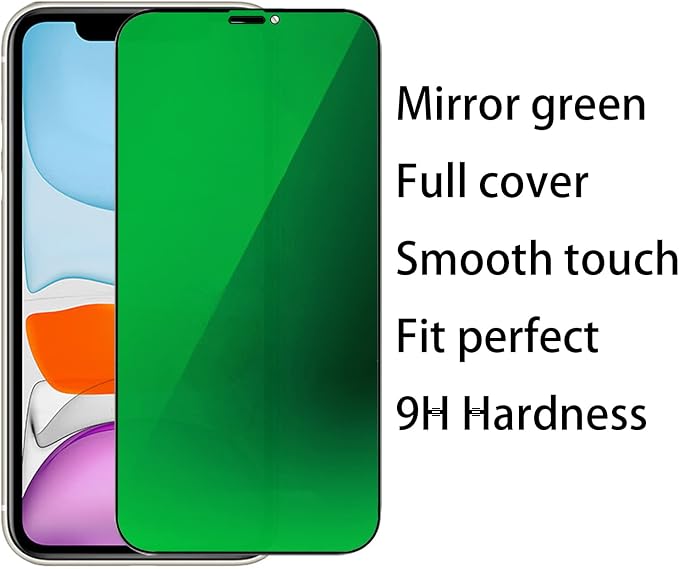 2 Pack Anti-Blue Privacy Tempered Glass Suit for iPhone 11 / iPhone XR Mirror Anti-Spy Screen Protector Anti-Peeping Film Electroplated 9H Hardness Anti-scratch 6.1 inch(Green)