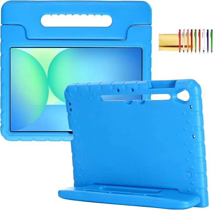Kids Case for Samsung Galaxy Tab S10 FE Plus 13.1 (2025) Techcircle Handle Stand Light EVA Foam Bumper Protective Rugged Drop Protection Child Proof Cover Black