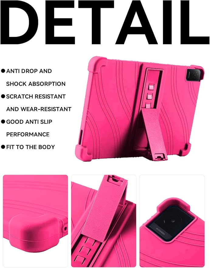 Case for TCL Tab 10L Gen 4 (Model 8483A) 10.1 Inch Tablet Soft Silicone Heavy Duty Shockproof Protective Cover with Adjustable Kickstand (Black)