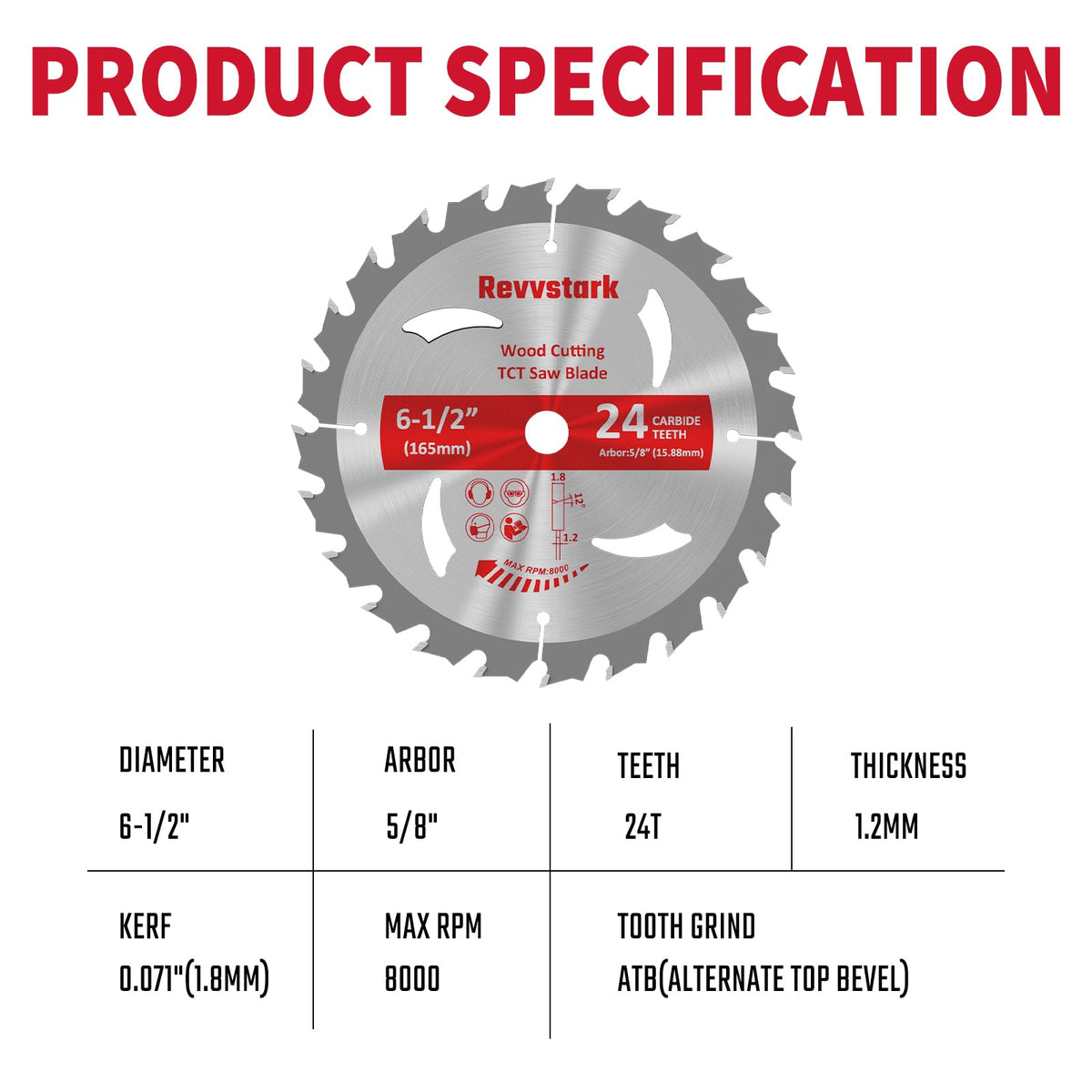 10 Pack Circular Saw Blade 6-1/2" 24T with 5/8" Arbor, Carbide Tipped Teeth, TCT Saw Blades for Cutting Various Wood, Plastic and Composite Materials, Fit Dewalt Craftsman Ryobi Milwaukee