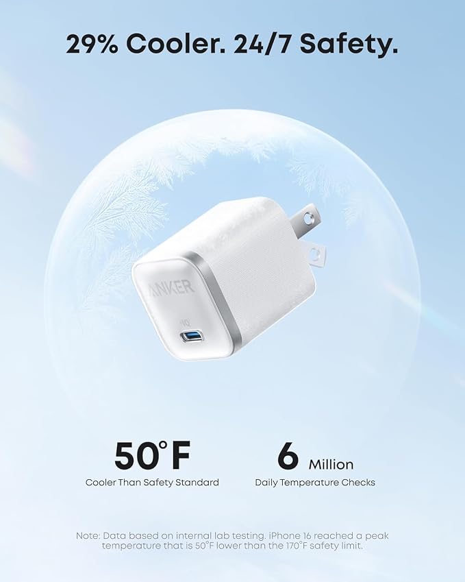 Anker iPhone Charger 45W Type C Fast Charging USB C Charger Block | Includes 6FT USB-C Cable and Foldable Plug for iPhone 17/16 SeriesMacBook Pixel 9 iPad and More