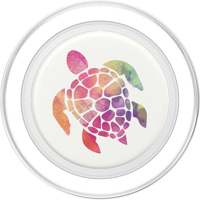 Super Cute Sea Turtle Watercolor Pattern Design on White PopSockets Adhesive PopGrip