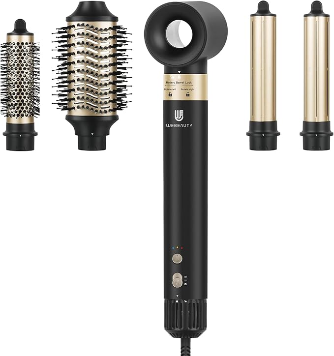 webeauty 5 in 1 Hot Air Styler, High-Speed Negative Ionic Hair Dryer with Auto Curlers, Professional Blow Dryer Brush, Volumizer Straightener Multiple Styling, No Heat Damage