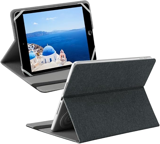 Universal Case for 9 inch 10.1 inch 11 inch TabletSlim Folding Stand Folio 9 - 11 Inch Tablet Case Cover with Adjustable Fixing BandGray