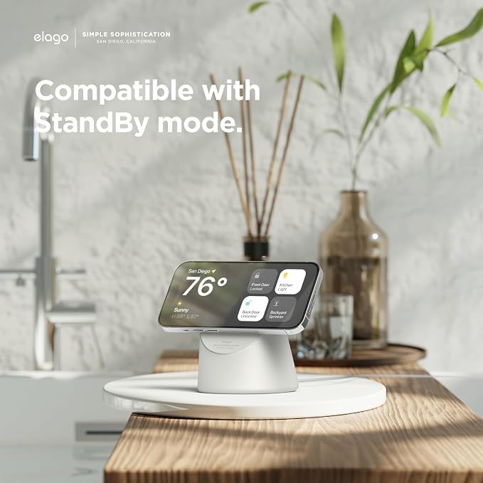 elago MS1 Charging Stand for MagSafe Charger | Premium Silicone Stand for iPhone Series iOS Standby Mode [Charging Cable Not Included] [Black]