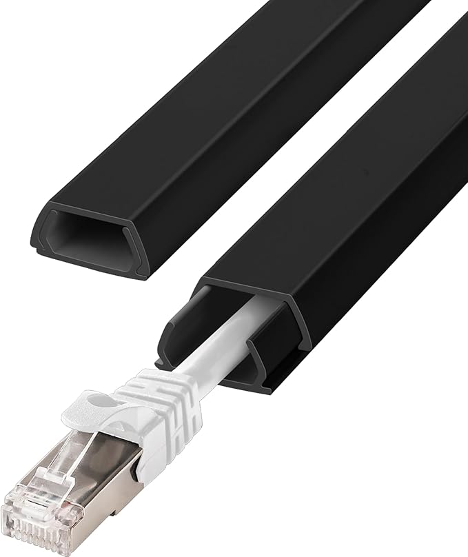 YCLYC Wall Cable Hider Kit, 116in TV Wire Hider for Wall, Paintable Cord Hider Wall, Cord Organizer Hide 1-2 Cords Wall Mounted TV, Wire Cover for Wall, Cord Concealer 7XL16.5 W0.86 H0.43in, Black