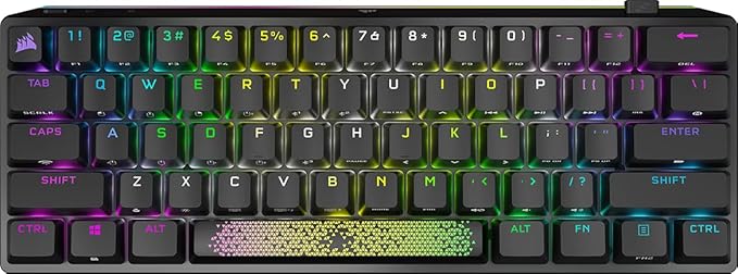 Corsair K70 PRO Mini Wireless RGB 60% (CH-9189010-NA) Mechanical Gaming Keyboard (Fastest Sub-1ms Wireless, Swappable Cherry MX Red Keyswitches) QWERTY, NA Layout - Black (Renewed)