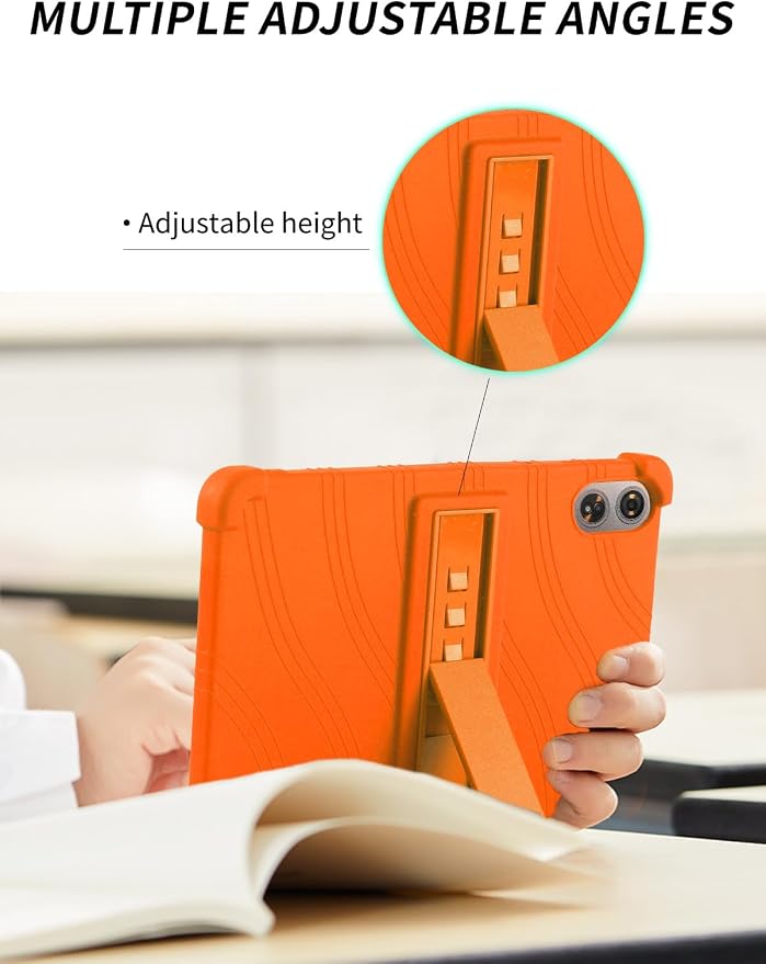 Case for Odea A12 Android 15 Tablets 12 Inch Tablet 2025- Soft Silicone Shock Proof Lightweight Stand Rubber Shell Protective CoverKids Friendly Soft Silicone Adjustable Stand CoverBlack