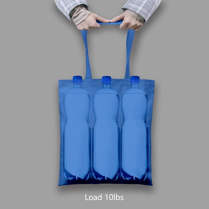 TOPDesign 24-Pack Economical 16"x15" Ocean Blue Cotton Tote Bags, Lightweight Medium Reusable Grocery Shopping Cloth Bags, Suitable for DIY, Advertising, Promotion, Gift, Activity