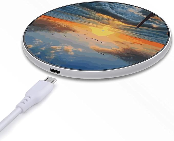 Sunset Sea Wireless Charger 10W Fast Charging Pad Anti-Slip Qi Certified Wireless Charging Pad Charging Station Portable Phone Charger for All Wireless Charging Smartphone