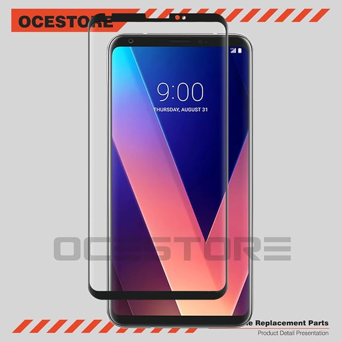 OCESTORE 3 Pack Black Silk Print Screen ProtectorAnti-Scratch 9H Hardness Full Coverage Tempered glass Protector Film for L-G V30 H932 H931 H933 H930K V300K V300L V300S VS996 US998