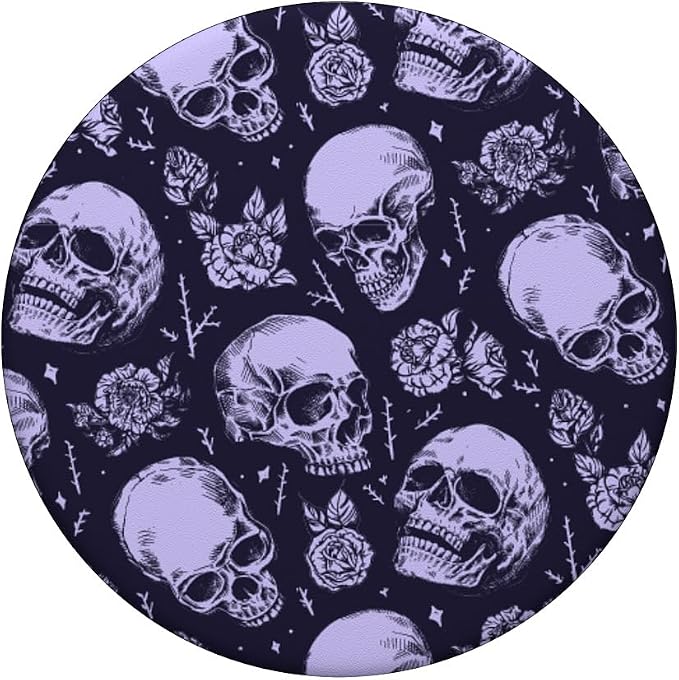 Emo Grunge Aesthetic Gothic Skull and Roses Goth Halloween PopSockets Standard PopGrip