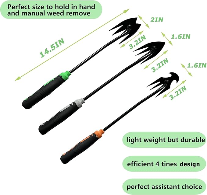 3Pcs Weed Puller Tool Garden Weed Pulling Tool,Portable Garden Weeder Tool,Gardening Weeding Tools for Garden Hand Tools for Vegetable Gardening Backyard Farm Planting & Uprooting Weeding Tool