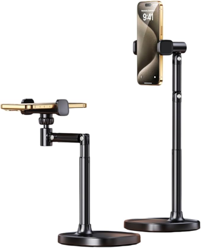 Adjustable Cell Phone Stand360° Rotating Lifting Mobile Phone Holder | for DeskVideo Recording HomeOffice Compatible with All iPhone for Galaxy