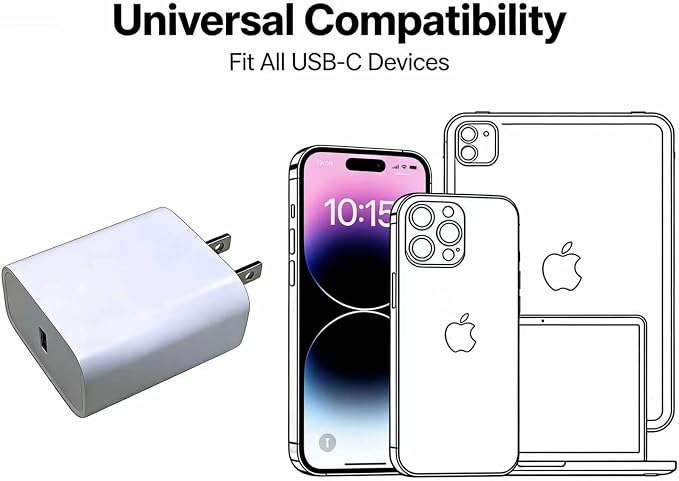 20W Mobile Fast Charging Phone Charger Fast Charging Cable 6FT Compatible with Apple iPhone 17 air/ 16/15 pro max/Plus Long USB C to USB-C Charger 6 feet for iPhone air/17/16/15.