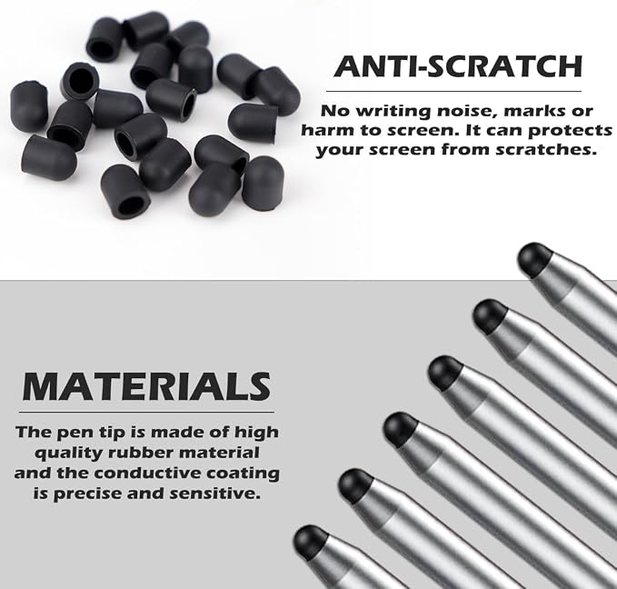 20Pcs Replacement Tips Silicone Rubber Touch Screen Pens Tips for Touch Pen (6 * 6mm)