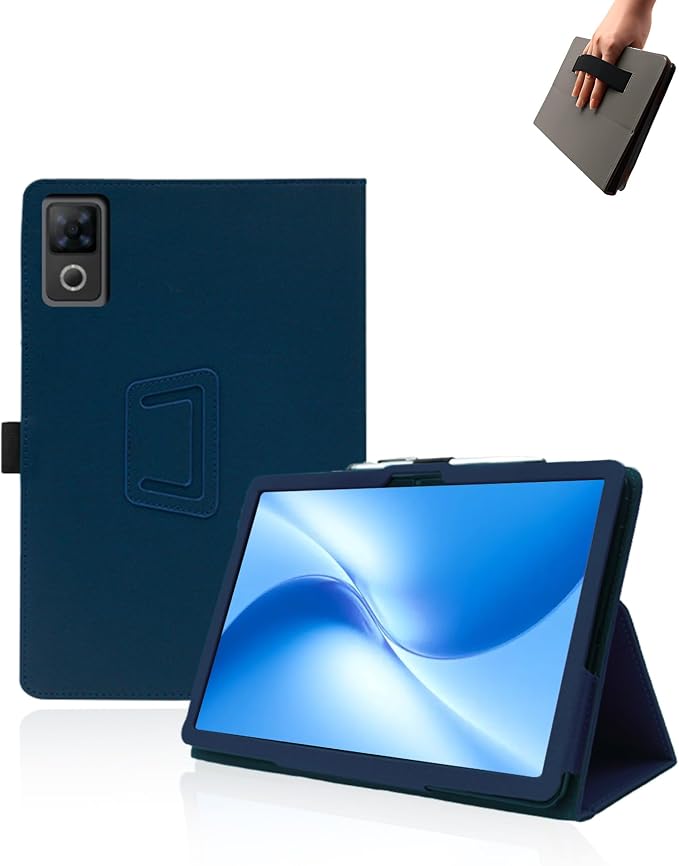 Case for DOOGEE U12 Tablet 12 inch Android 16 TabletsUYRUREL Leather Slim Folding Stand Cover with Hand Strap Magnet for Men Women Full ProtectionBlack.
