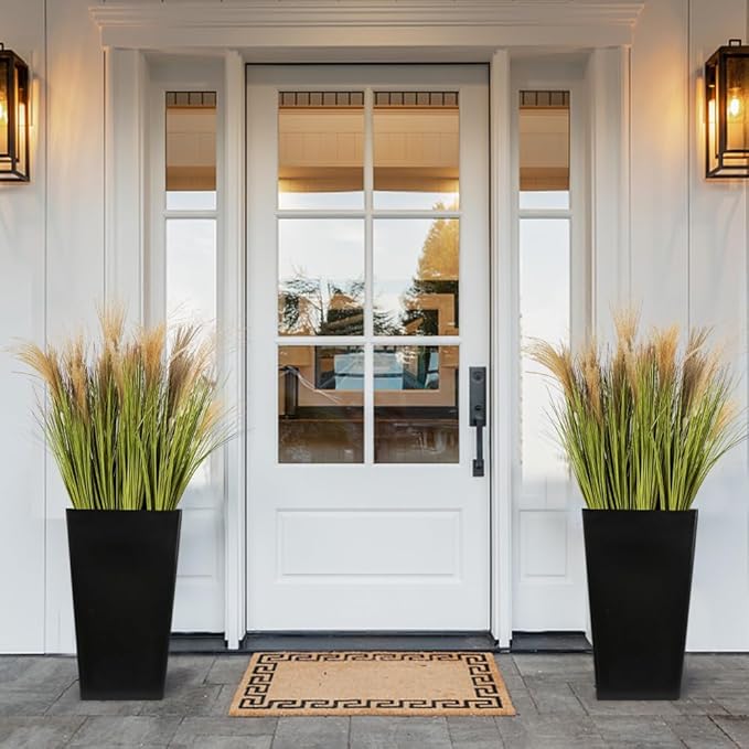 Melorca&Guilla Artificial Plants 6PCS 31.5“ Fake Tall Grass,Faux Plant,Tall Onion Faux Grass Plants,Artificial Greenery Shrubs Bushes for Garden Porch Window Box Shop Office Home Décor