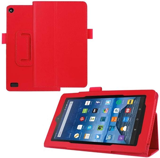Tablet Cover for Amazon Kindle Fire 7 5th Generation(Model:SV98LN2015 Release)Ultra Slim Folio Stand Lightweight Leather Case for Kindle Fire HD7 5th Gen 7 (Li-Brown)