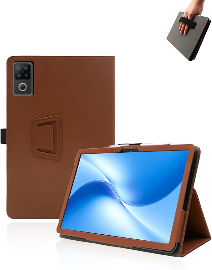 Case for DOOGEE U12 Tablet 12 inch Android 16 TabletsUYRUREL Leather Slim Folding Stand Cover with Hand Strap Magnet for Men Women Full ProtectionBlack.