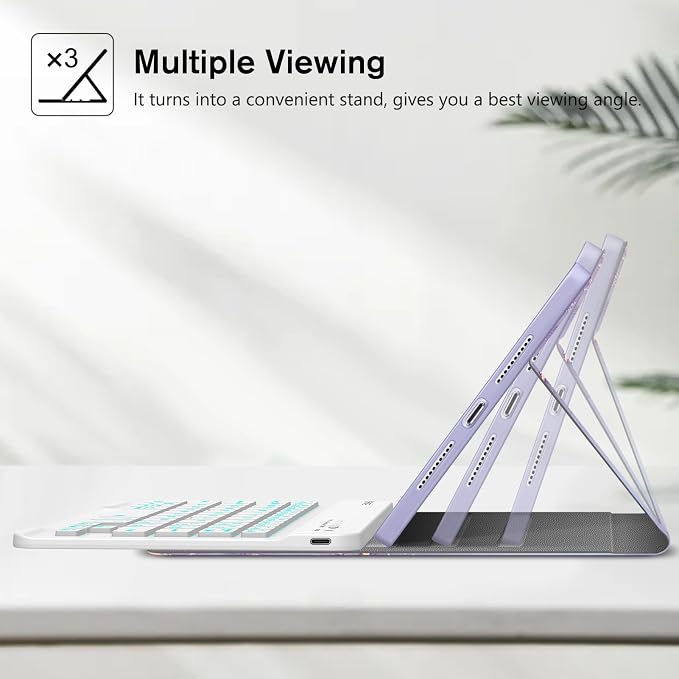 FINTIE Keyboard Case for iPad mini 7th Generation (A17 Pro) / mini 6 8.3 | Detachable Magnetic Bluetooth Keyboard Soft TPU Cover Multi-Angle Viewing Pencil Holder Backlight/Fantasy Ombre