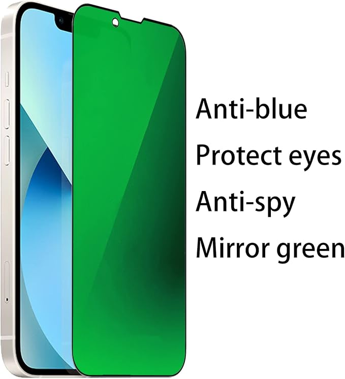2 Pack Anti-Blue Privacy Tempered Glass Suit for iPhone 11 / iPhone XR Mirror Anti-Spy Screen Protector Anti-Peeping Film Electroplated 9H Hardness Anti-scratch 6.1 inch(Green)