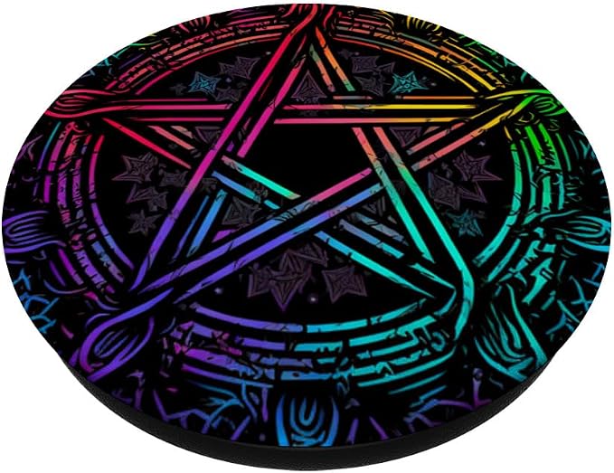 LGBTQ Gay Wiccan Rainbow Pentagram PopSockets Adhesive PopGrip