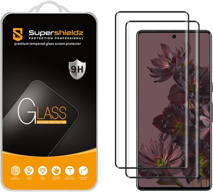 Supershieldz (2 Pack) Designed for Google (Pixel 7 Pro) Tempered Glass Screen Protector 3D Curved Glass Anti Scratch Bubble Free (Black)