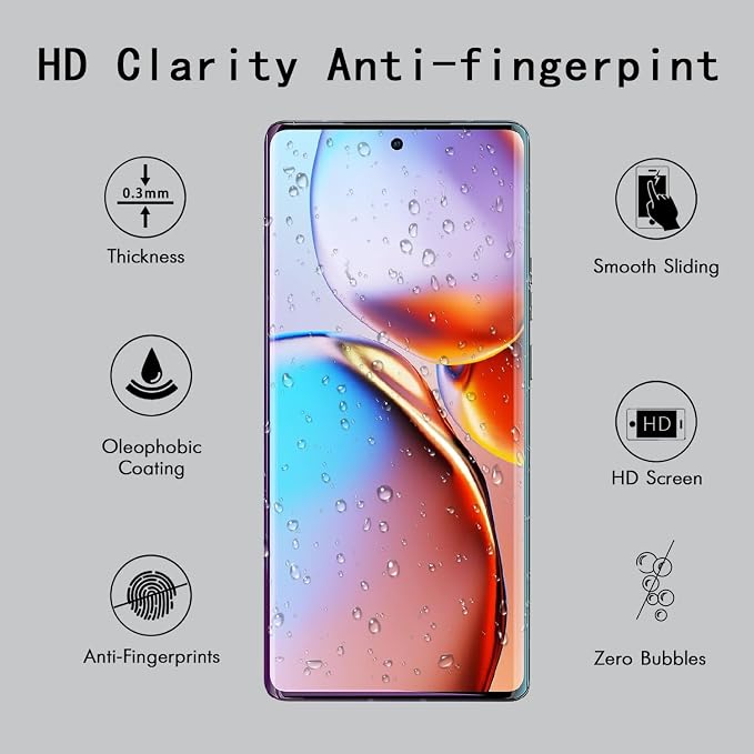 [4 Pack] Tempered Glass Screen Protector for Motorola Edge+ 2023 | Tempered Glass Scratch Resistant Easy-Install Bubble Free Anti-Fingerprint