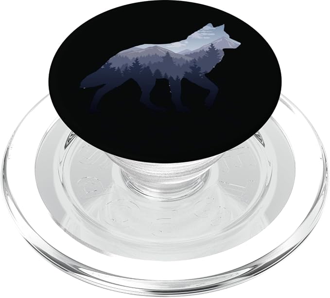 Lone Wolf Survives The Mountain Silhouette Art PopSockets Adhesive PopGrip