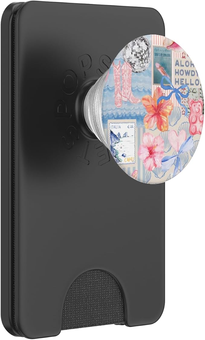 Beachy Blue Coquette Collage Cute Seashell Coastal Summer PopSockets PopWallet for MagSafe