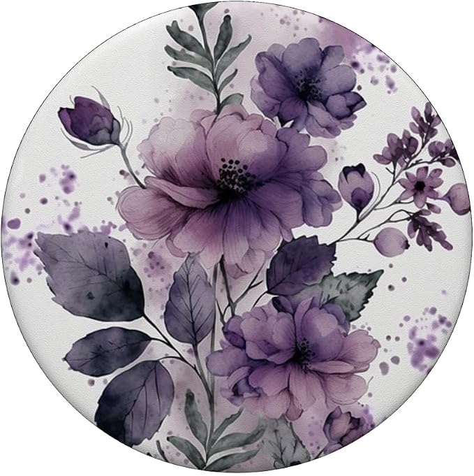 Purple Lavender Blossom Leaves Flower Floral Girly PopSockets Adhesive PopGrip