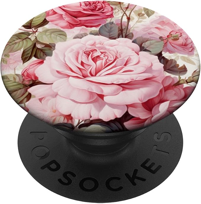 Pink Roses Shabby Chic Floral PopSockets PopGrip for MagSafe