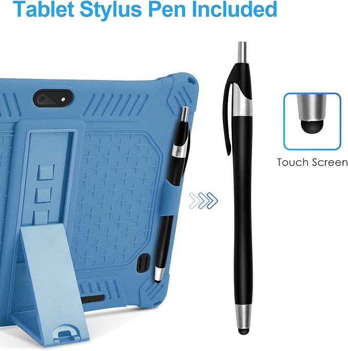 DETUOSI Case for YELLYOUTH 10.1 Tablet Soft Silicone Lightweight Case Compatible with Dragon Touch Notepad K10 ZONKO 10.1 Beyond Tab 10.1 with Stylus Pen and Shoulder Strap Black