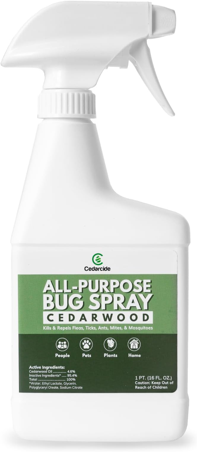 Cedarcide All-Purpose Bug Spray | Kill and Control Mosquitos, Fleas, Ticks, Ants | Made with Natural Essential Oils | Use on People, Pets & Kids (Cedarwood, Pint (16 Oz.))
