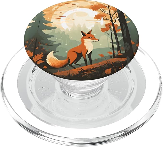 Retro Fox in an Autumn Forest PopSockets Adhesive PopGrip