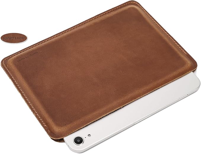 Top Grain Leather 12.9 Tablet Sleeve Slim Protector Vintage Design Fully Handmade Compatible with 12.9 iPad Pro 3/4/5/6 Gen Fits A2233 A2069 A2378 A2379 A2461 A2462 Coffee 12.9 Inch