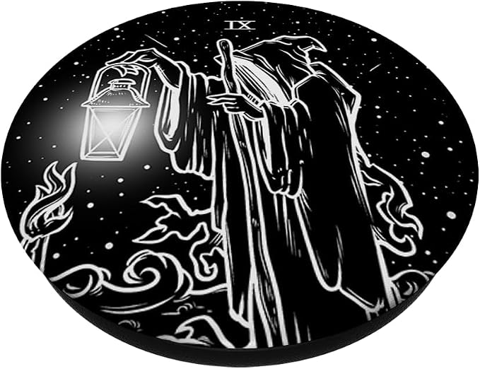 The Hermit Tarot Card Gothic Halloween Grim Reaper Occult PopSockets Adhesive PopGrip