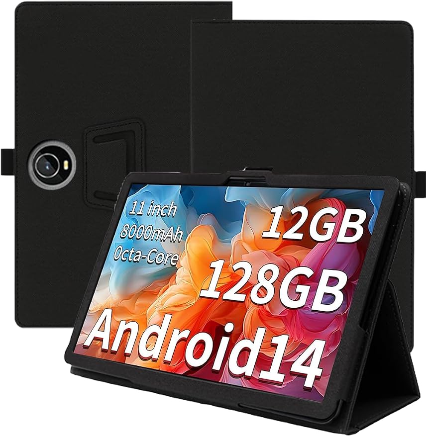 Case for WXUNJA PTB/COLORROOM C5/JIKOCXN C5 Tablet 11 InchPremium Leather Business Folio Stand Cover with Hand Strap for TabletBlack.