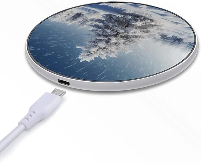 Snow Pine Tree Christmas Wireless Charger with Aluminum Alloy Frame Qi Certified Fast Wireless Charging Pad 10W Charging Station Portable Phone Charger for All Wireless Charging Phone