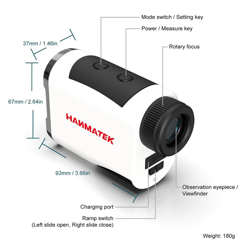 HANMATEK GR1200 Golf Rangefinder with Slope, Flag Lock & Vibration, 6.5X Magnification, 1200 Yards Range, Rechargeable Battery, Golf Distance Finder for Men and Women